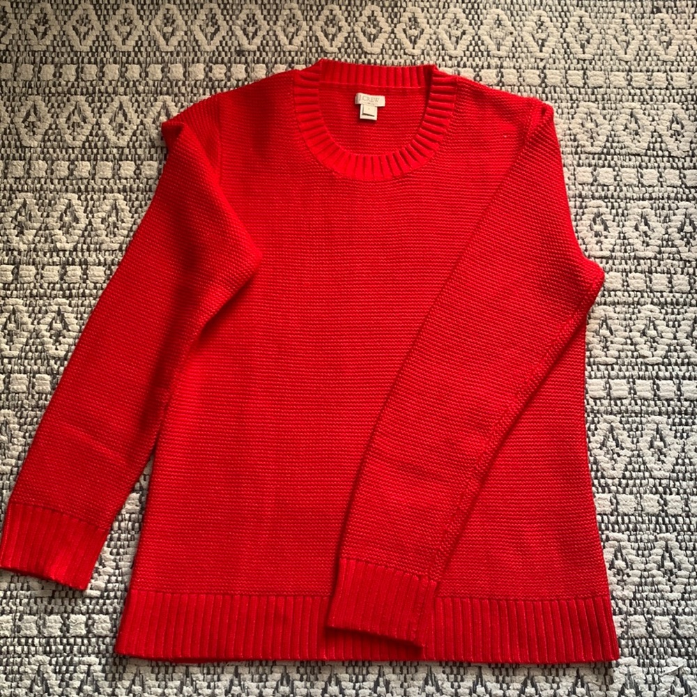J. Crew Red Cotton/Merino Wool Sweater